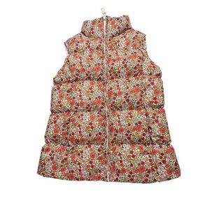Lands End floral puffer vest kids M Down Filled
